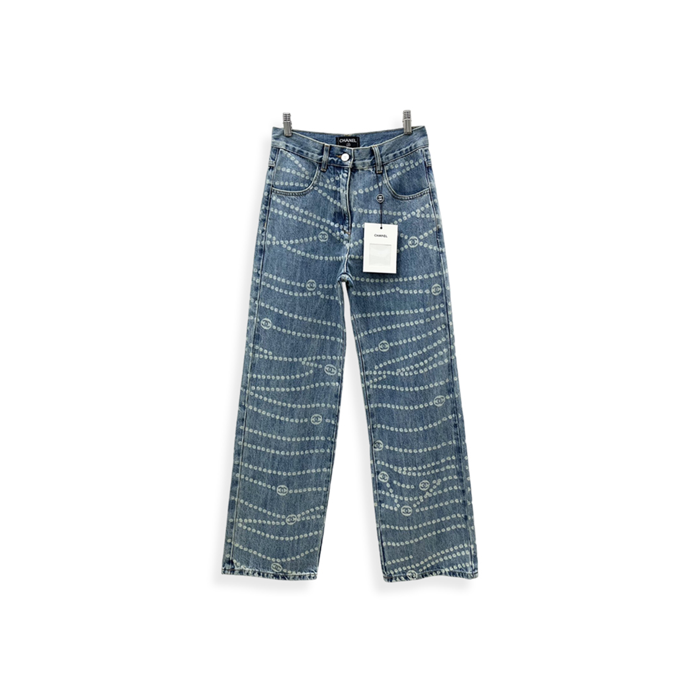 CHANEL 25P PEARL PRINT JEANS 